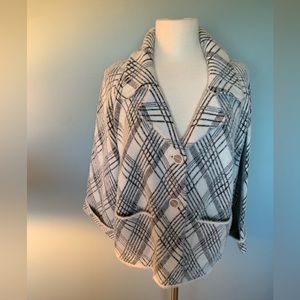 Devotion by Cyrus sweater blazer-size L. White/cream with black plaid. So soft!